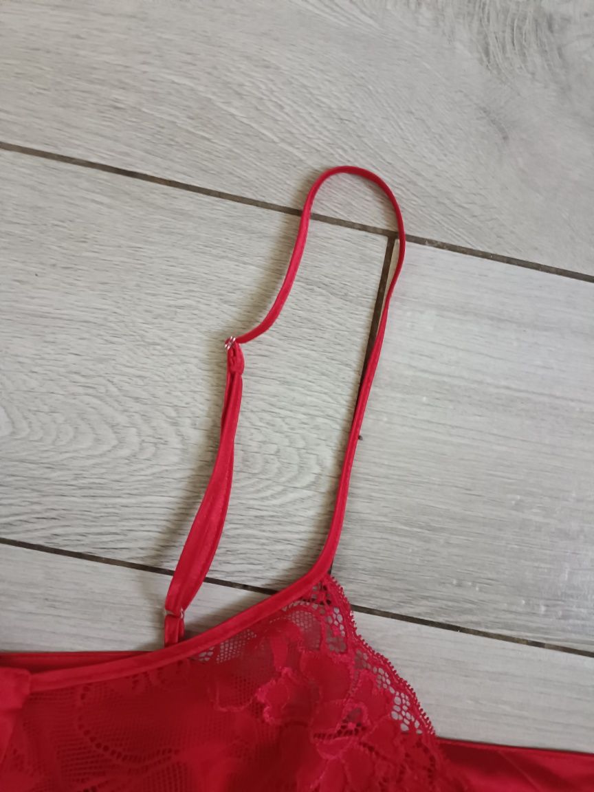 Koszulka koronka Góra do spania 2xl xxl czerwona plus size