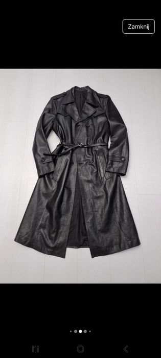 100% skóra naturalna real leather długi płaszcz long leather coat