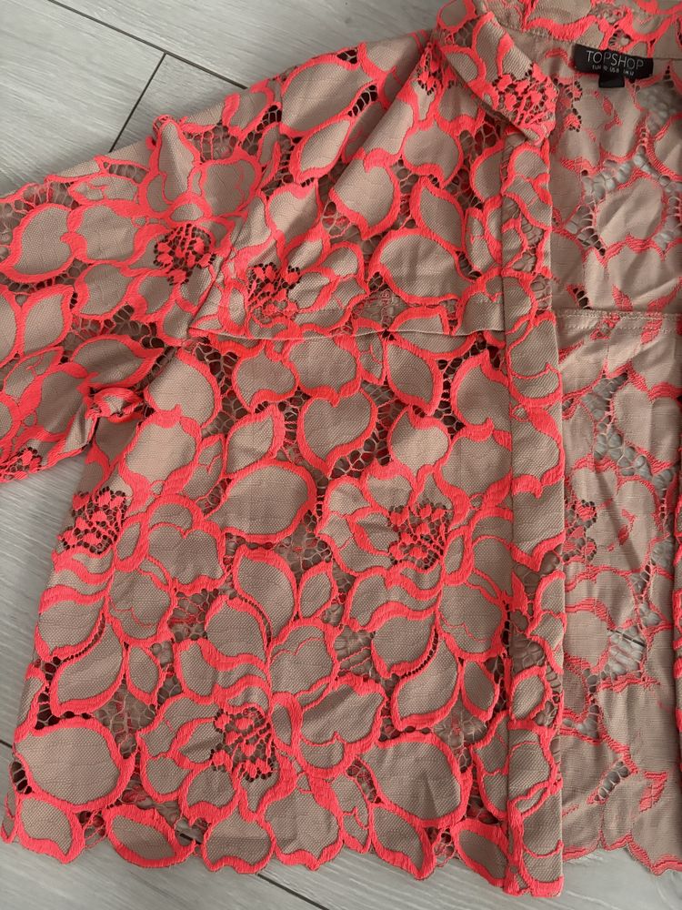 Koszula narzutka krótka neonowy wzór r 40 Topshop