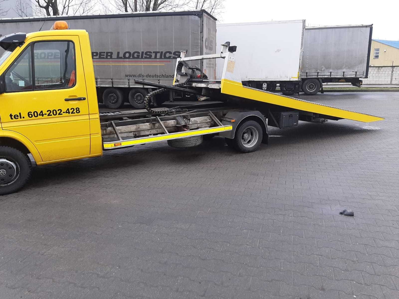 VW LT 46, laweta pomoc drogowa ze zjeżdżaną platformą. KLIMA