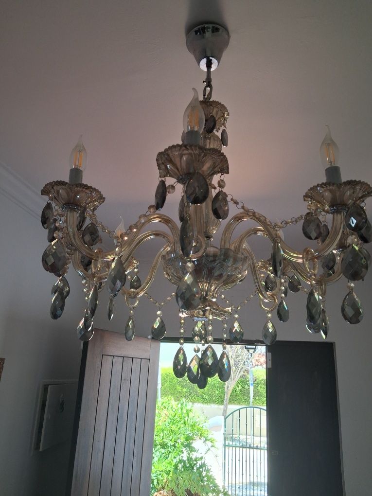 Lustre de cristal 8 lâmpadas