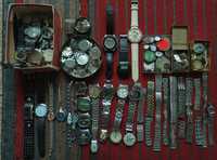 Лот часов-корпусов-механизмов-браслетов-деталек от наручных часов СССР