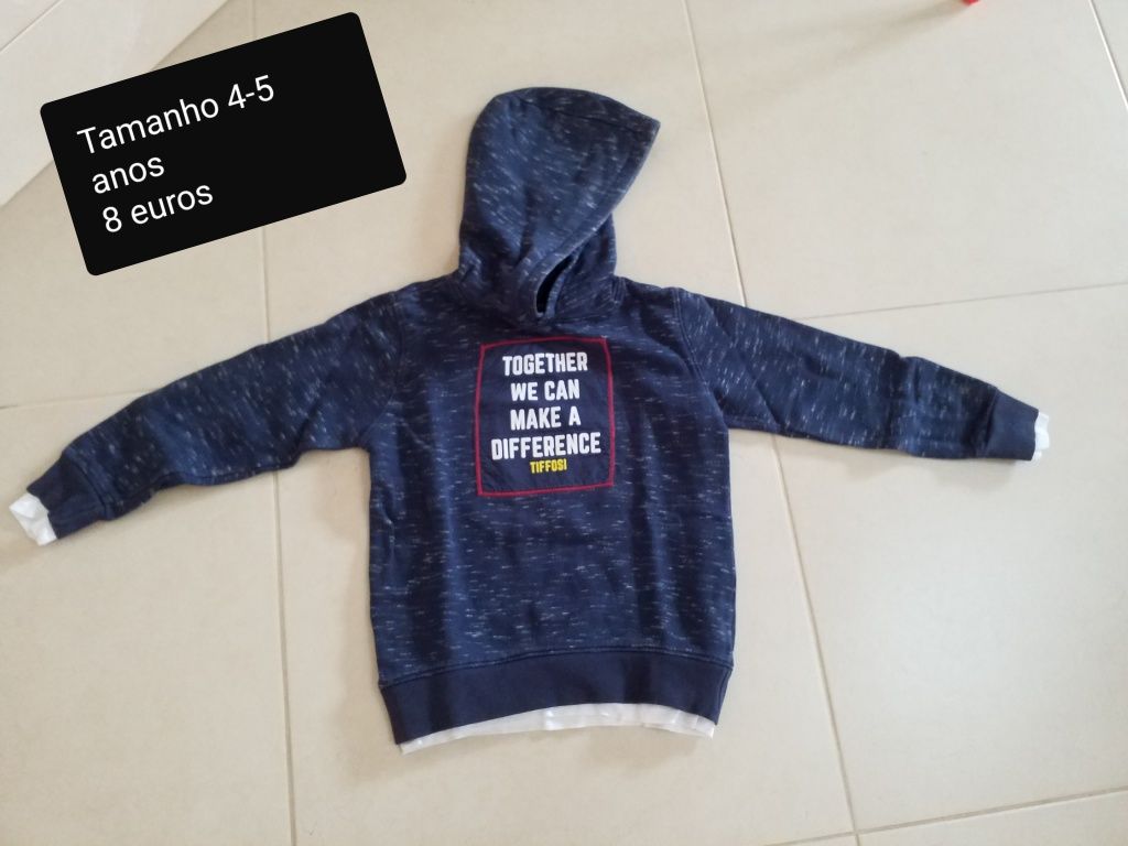 Camisolas Tiffosi tamanho 4-5 anos