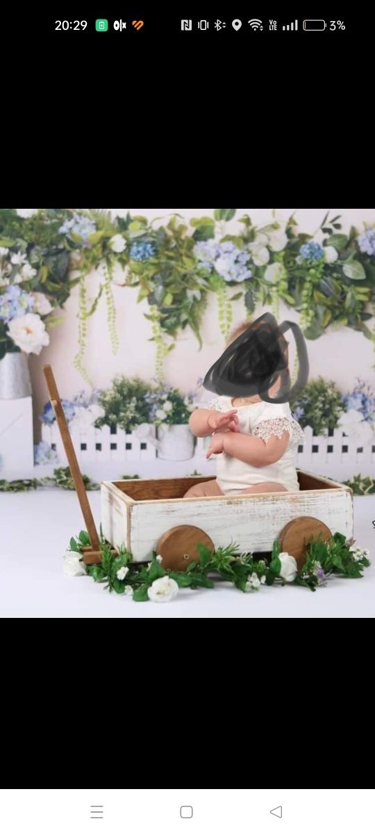 Drewniany wózek taczka Pinokio Photo Props newborn roczkowe na sesję f