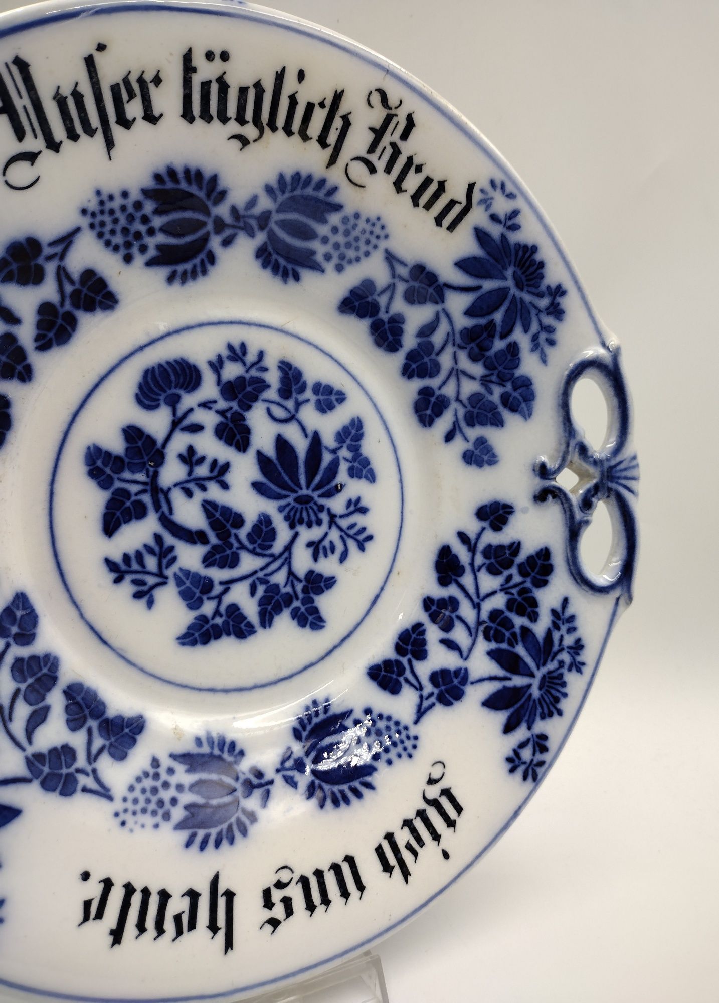 Talerz patera ceramika Annaburg XIX biedermeier antyk kobalt kuchenny