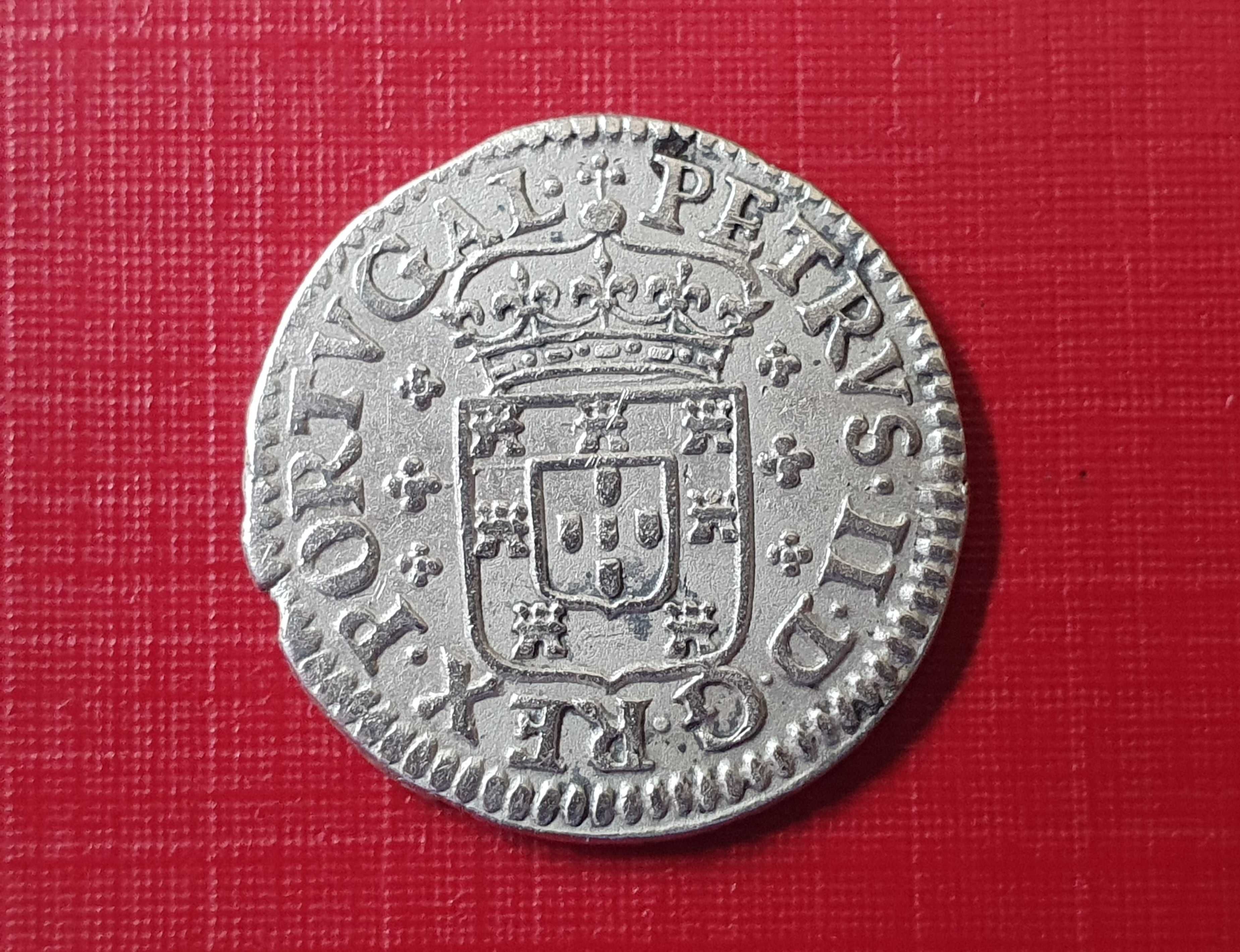 Moeda D. Pedro II - 1/2 Tostão (50 Reis) - Portugal - 1683