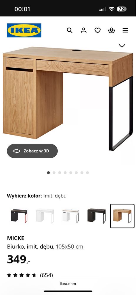 Biurko ikea micke stan idelany