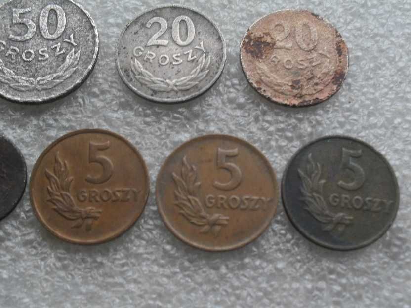 Zestaw monet Prl 1949 rok miedzionikiel, brąz  9 sztuk