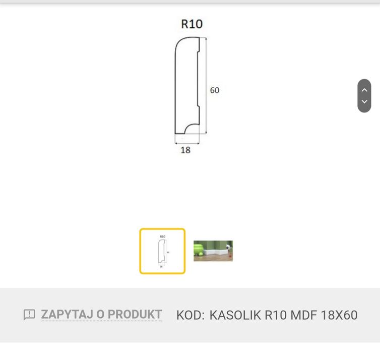 Listwa przypodłogowa biała kasolik R10 MDF 18x60 listwy