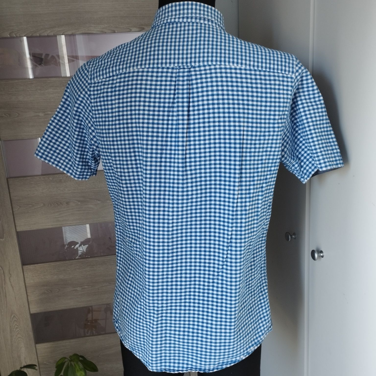 Koszula męska w kratę Primark M slim fit krótki rękaw bawełna jak nowa