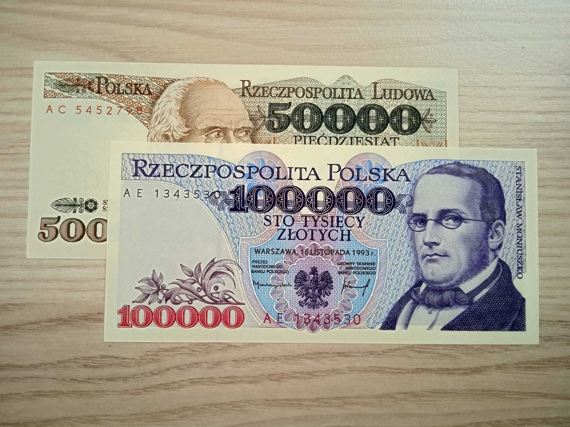 50.000 zł i 100.000 zł st.1 UNC