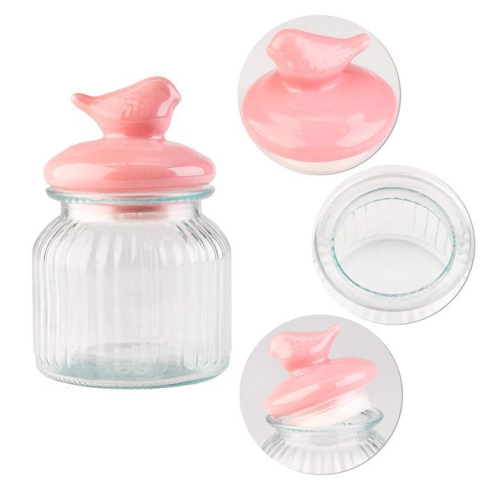 Słoik pojemnik szklany z ceramiczną pokrywką PTAK 700 ml na ciastka