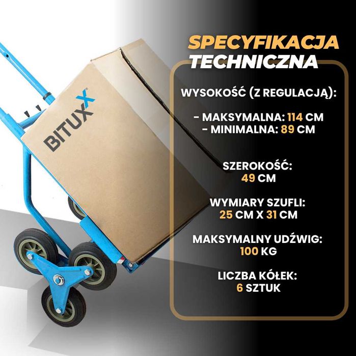 wózek transportowy wózek magazynowy wózek schodkowy regulowany 100kg