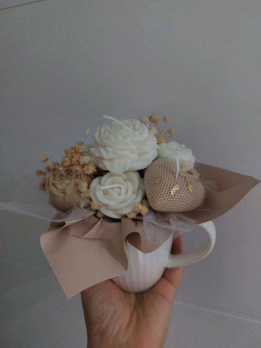 Bukiet ze świec baby shower , urodziny, chrzest roczek chrzestnych