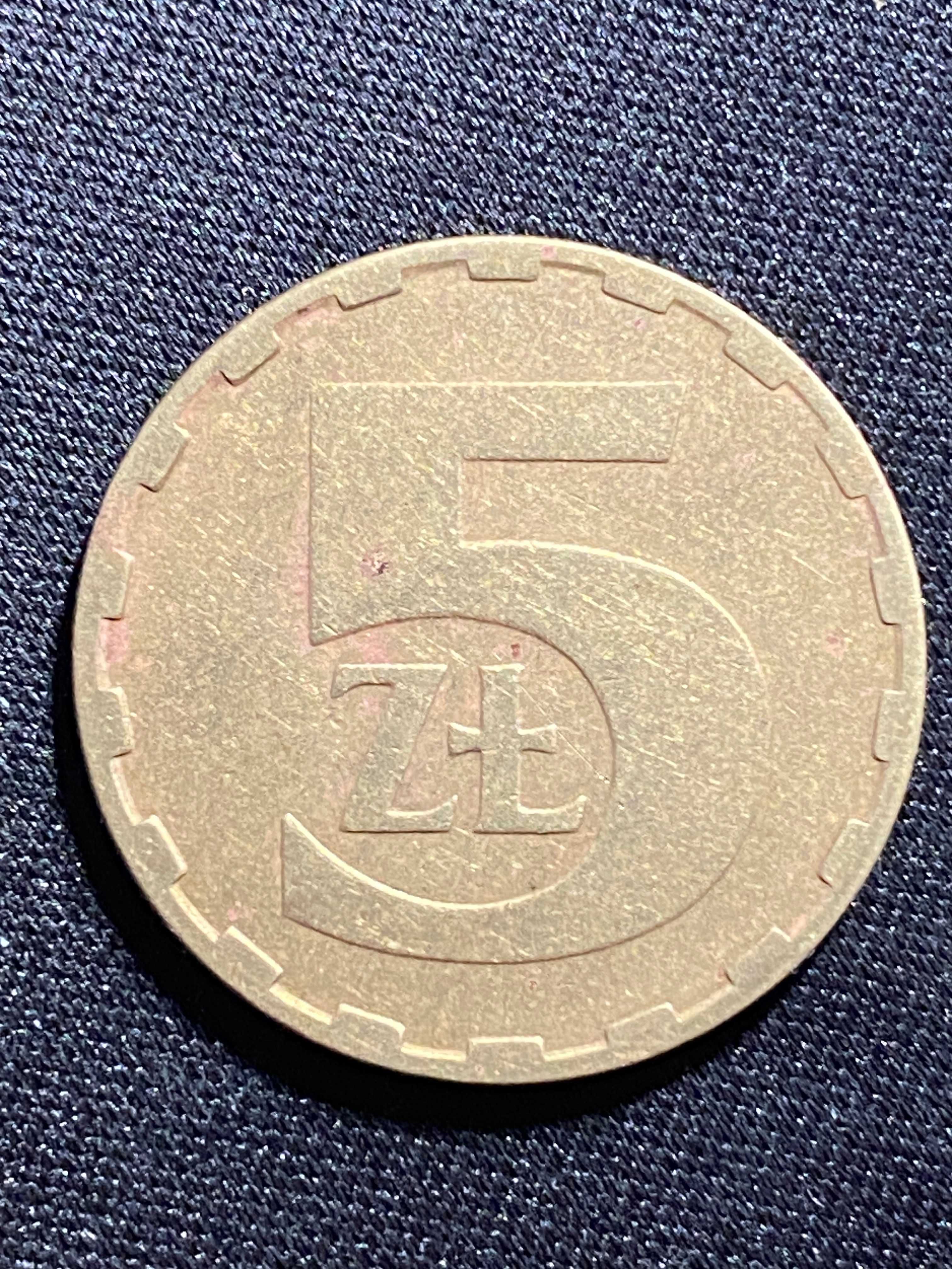 Destrukt moneta Polska PRL - 5 złotych 1986r