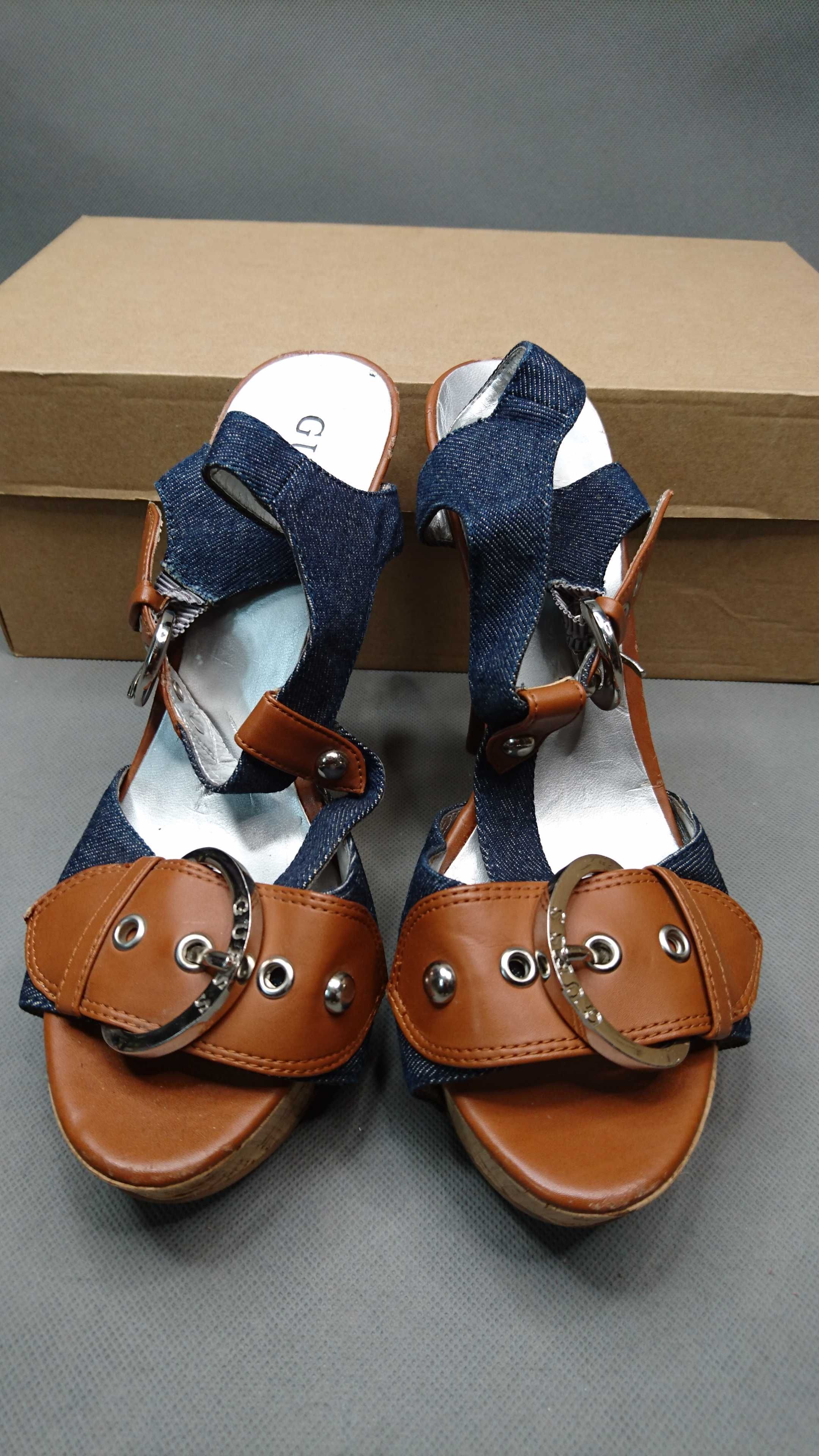 Buty Guess Szpilki Wysokie Sandały Jeans R.40