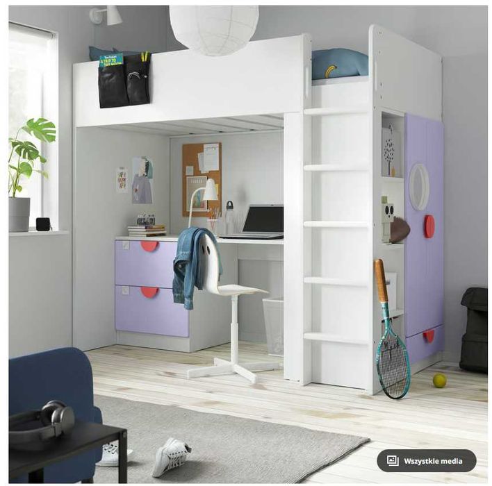 Łóżko na antresoli 90x200 cm IKEA SMÅSTAD