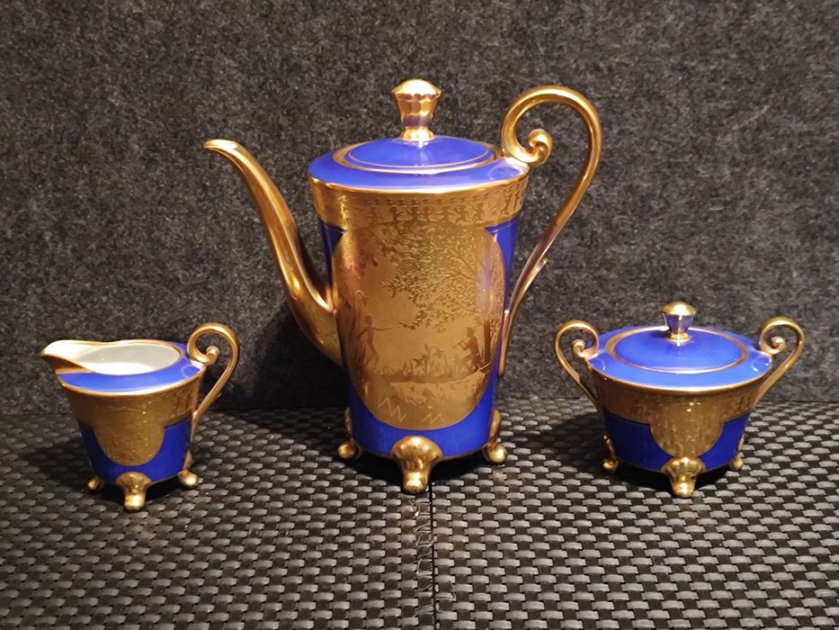 Porcelana Wiedeń Serwis  Tet- Ta -Tet J.Kuba Karlsbad Złoto 24 K
