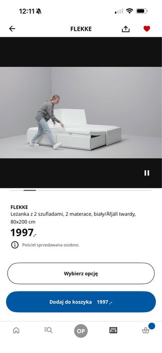 Łóżko Ikea Flekke 80x200 stan idealny