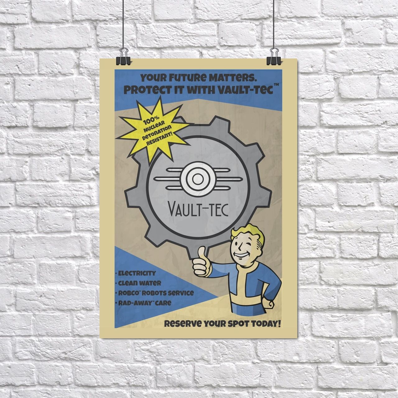 Фоллаут, агит.листівка Vault-Tec, Fallout, постер, картина на полотні