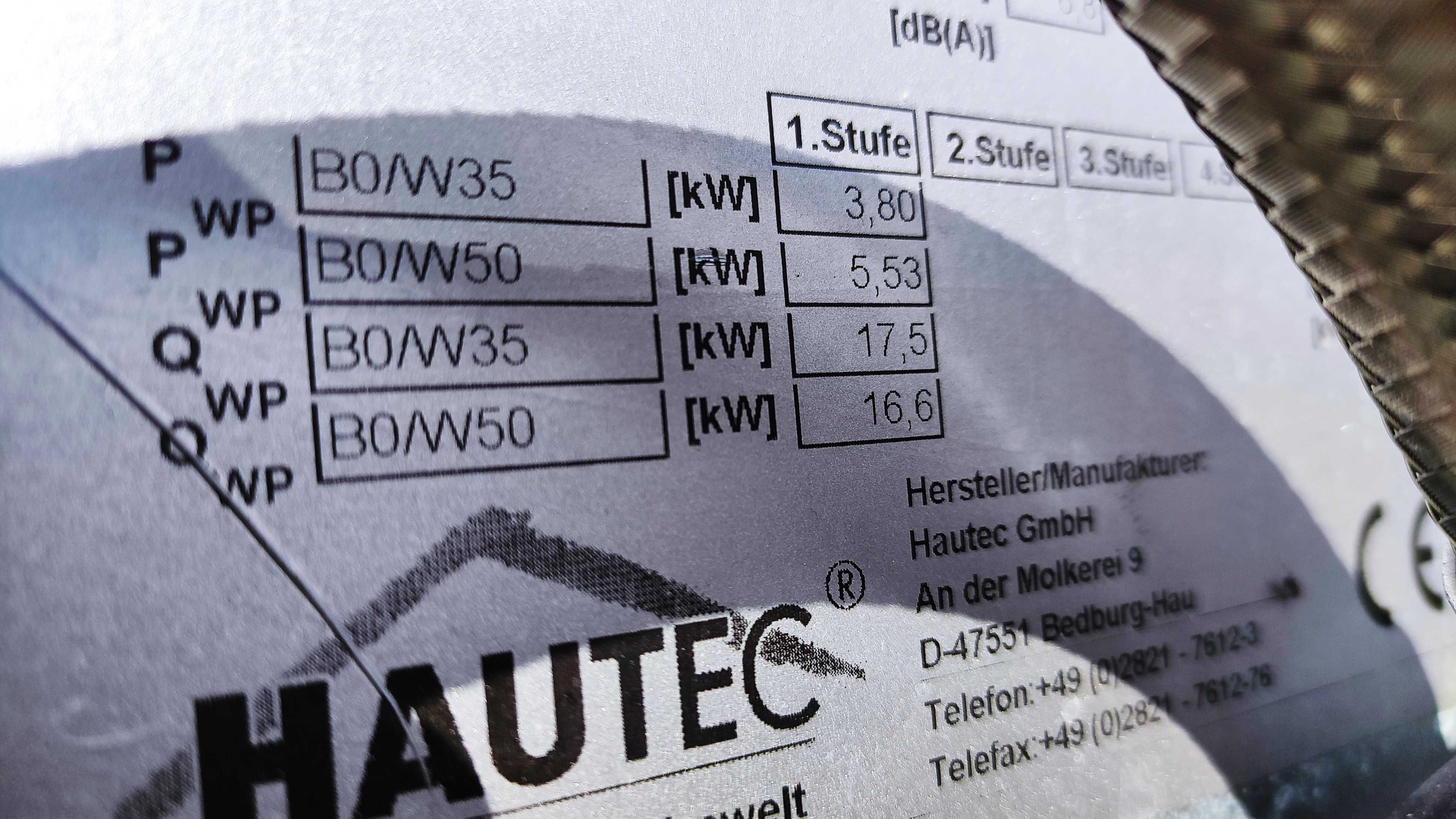 Pompa ciepła woda woda glikol HAUTEC 17,5 KW