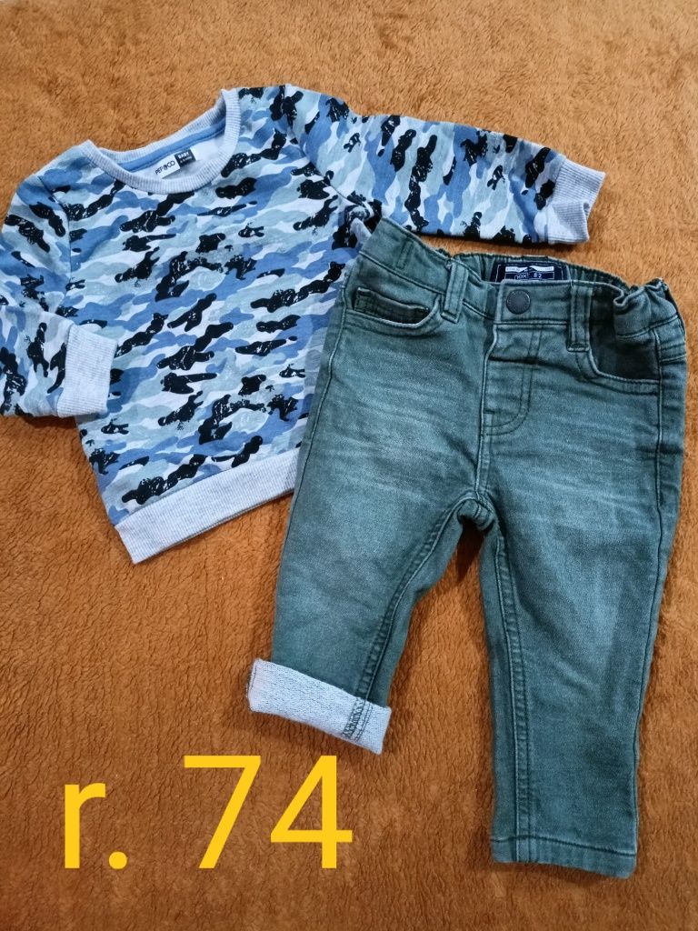 Nowa bluza moro 68 74 zestaw spodnie jeansowe jeansy rurki komplet NEX