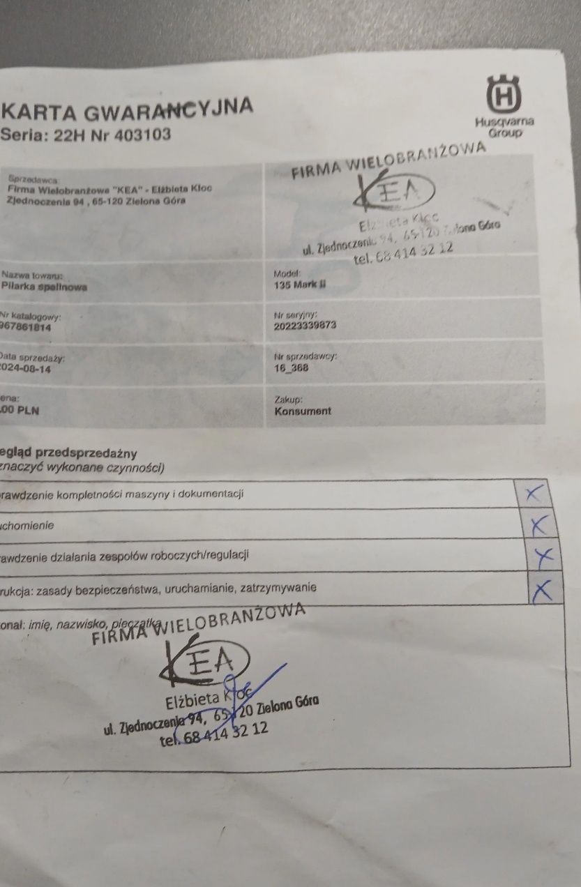 Piła spalinowa Husqvarna 135 nie Stihl Makita okazja