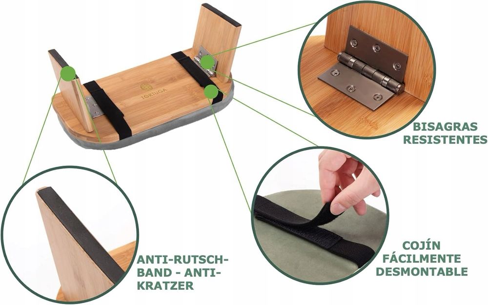 Składana ławka do medytacji z wyściełanym siedziskiem – poduszka