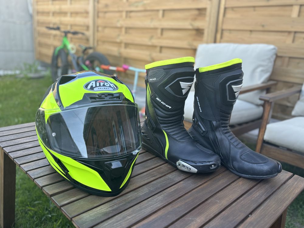 kask i buty motocykolwe shima