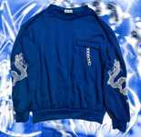 sweat azul estilo japonesa