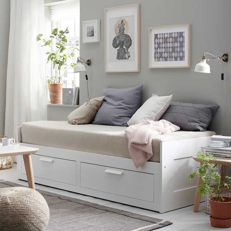 BRIMNES Rama leżanki z 2 szufladami  biały, 80x200 łóżko Ikea