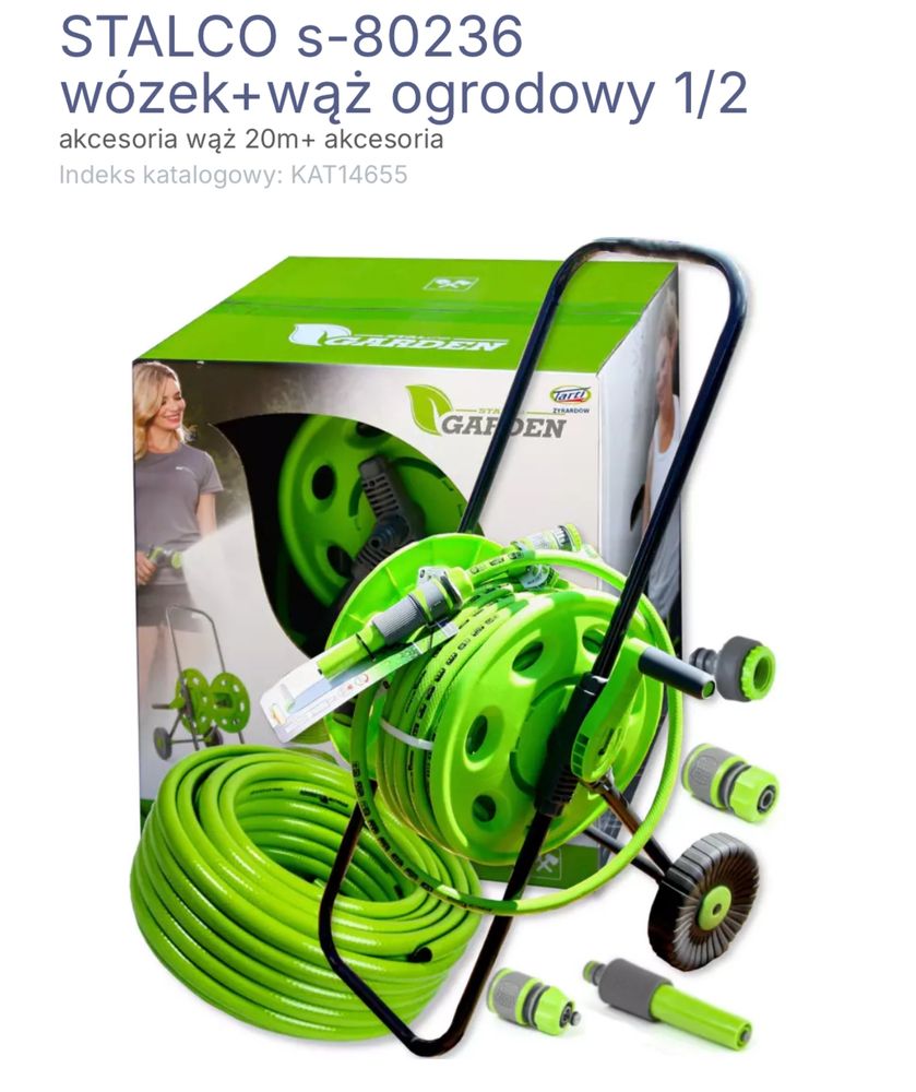 Wózek ogrodowy z wężem + akcesoria