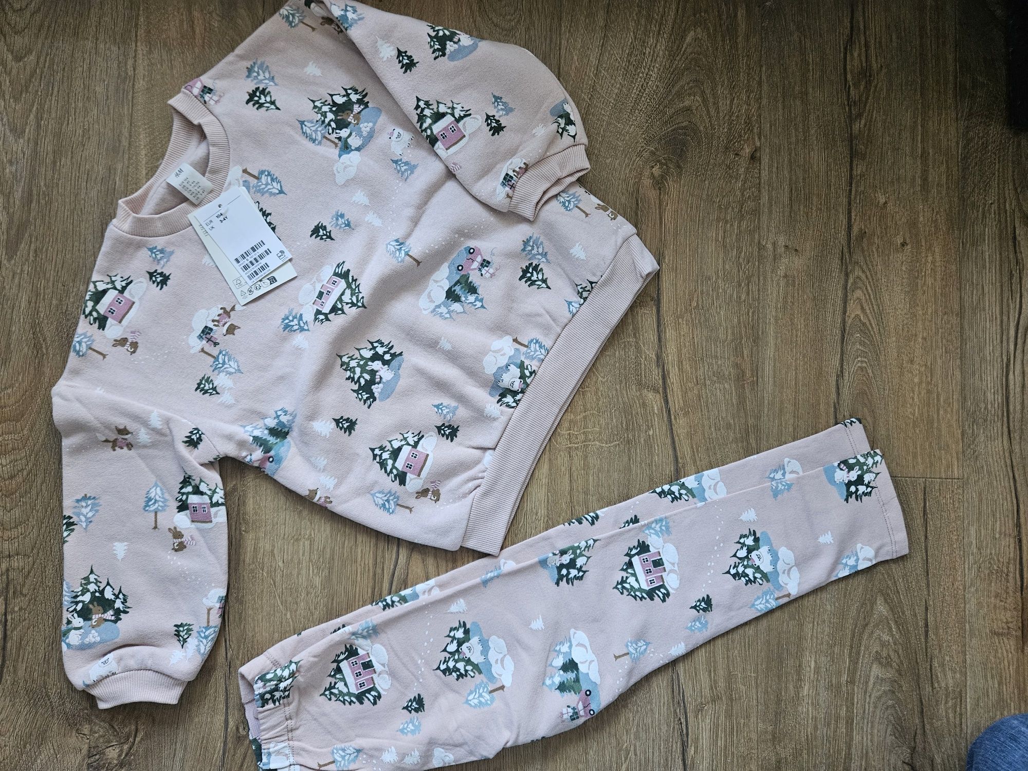 Komplet dresowy H&M 104 pudrowy różowy nowy