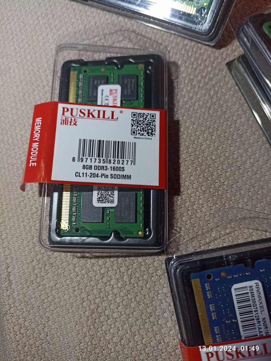 8 Gb DDR3 1600 cl11 sodimm 1,5v нова, не підійшла по напрузі (1,35v)