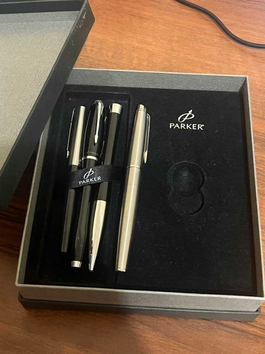 Zestaw 3 piór Parker + długopis