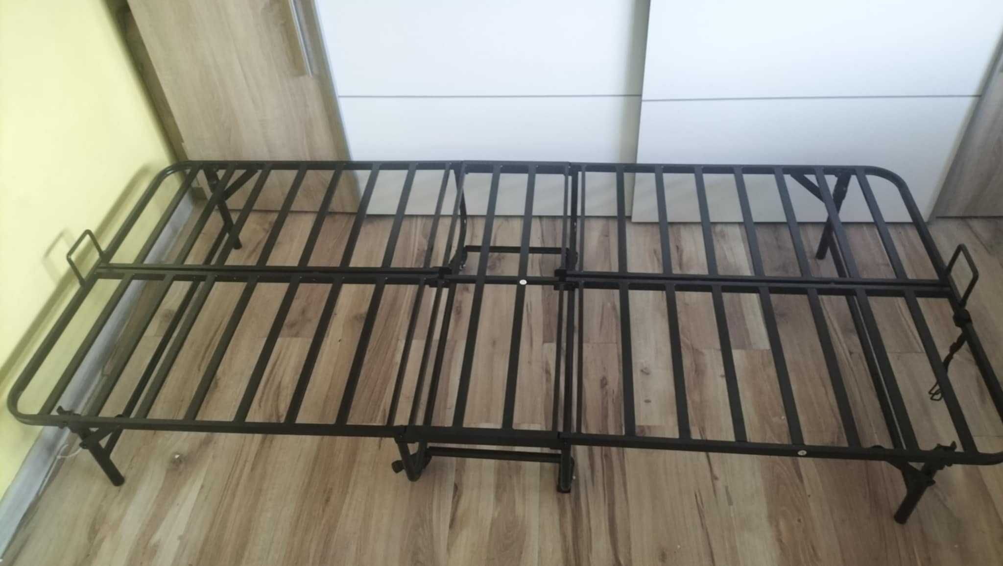 ŁÓZKO składane metalowe turystyczne polowe 200x90 z materacem