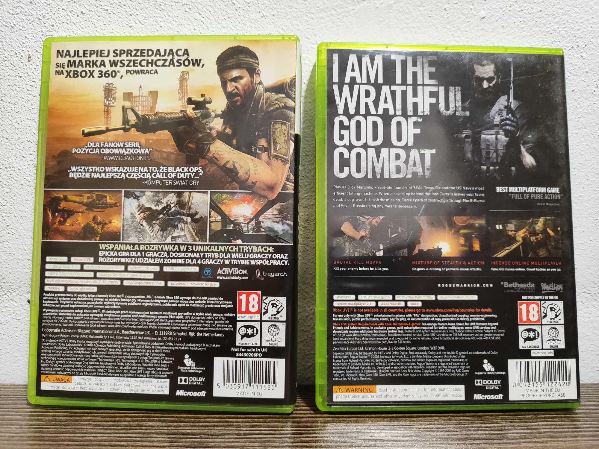 PŁYTY zestaw Call of Duty, Rogue Warrior XBOX 360