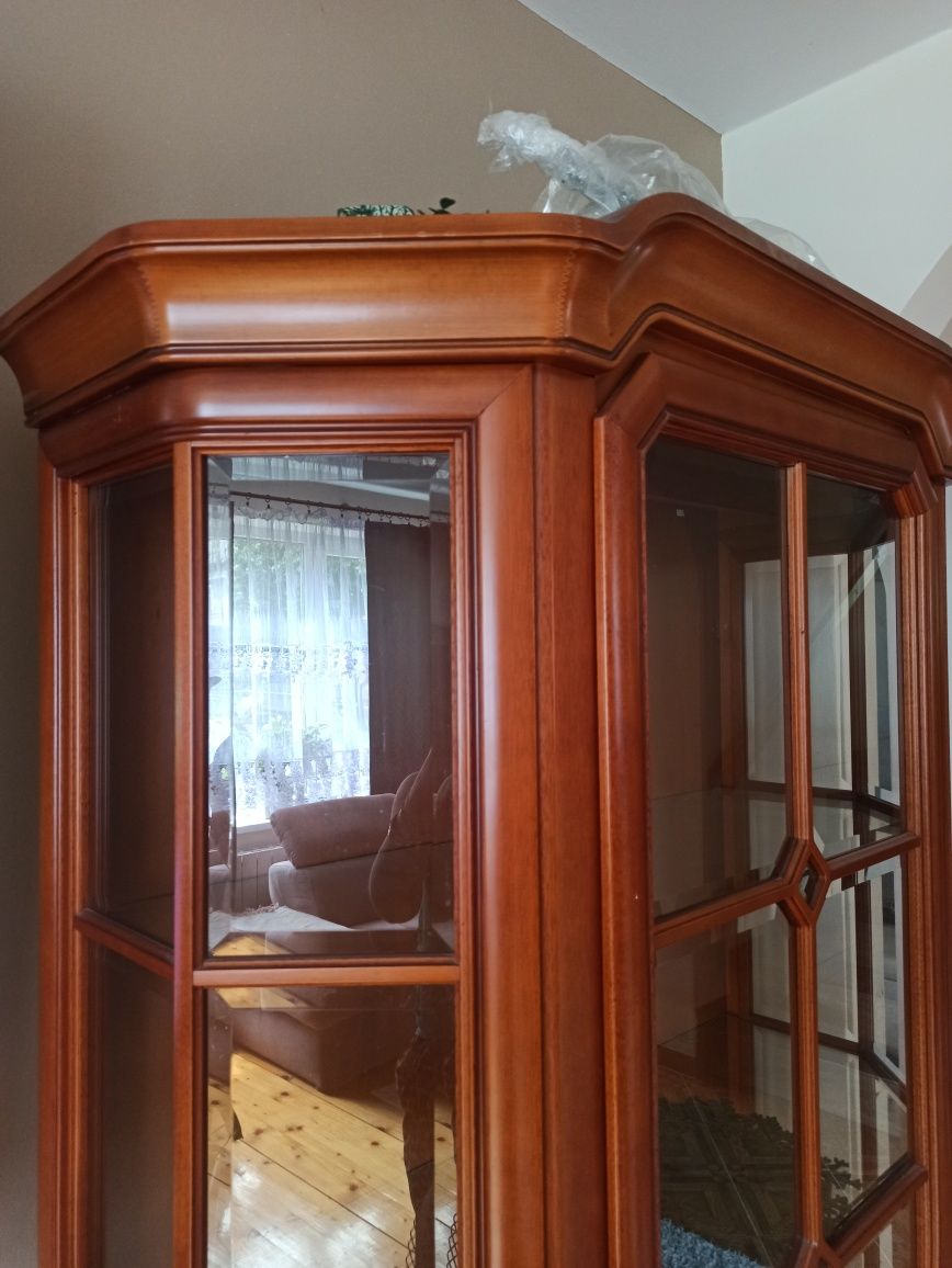 Szklana witryna ozdobna do salonu.