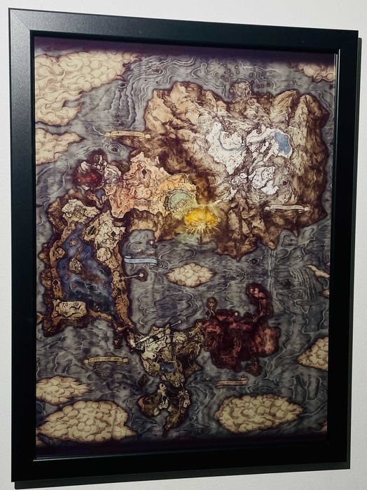 Plakat w ramce mapa Elden Ring prezent dla gracza, dekoracja gaming
