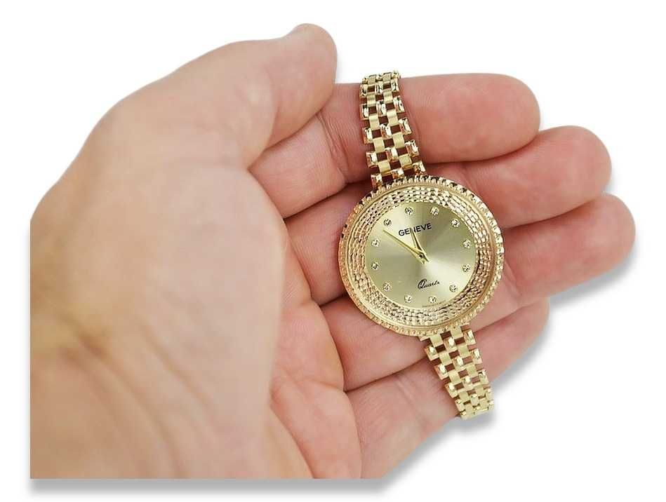 Prześliczny 14k złoty zegarek damski Geneve lw116y Ł