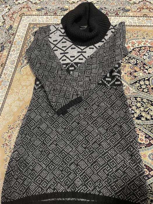 Тепла сукня  туніка з широким воротом