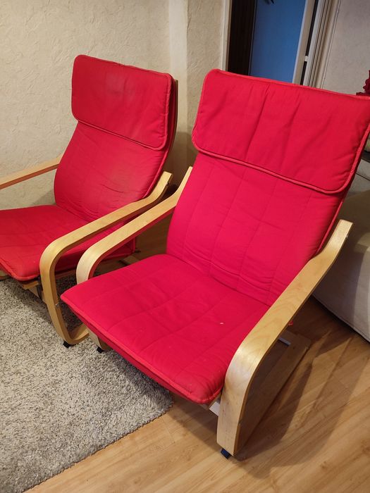 Fotele IKEA Poang Brzozowe z poduszkami 3 sztuki