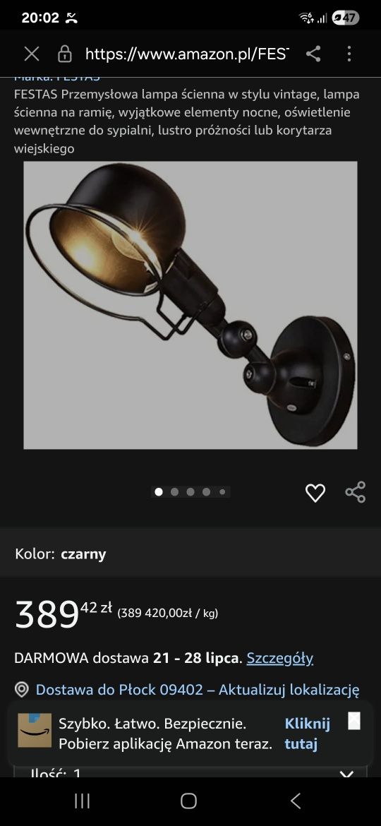 Lampa ścienna do korytarza