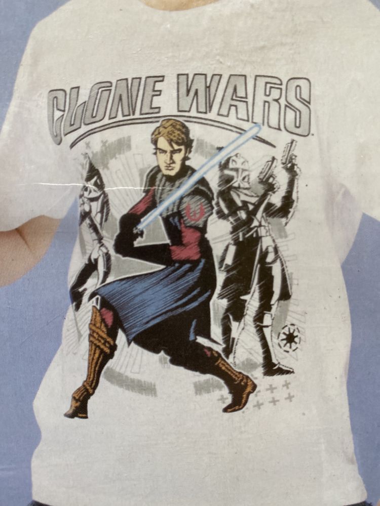 Bluzka T-shirt Star wars 110/116 biala z krotkim rekawem