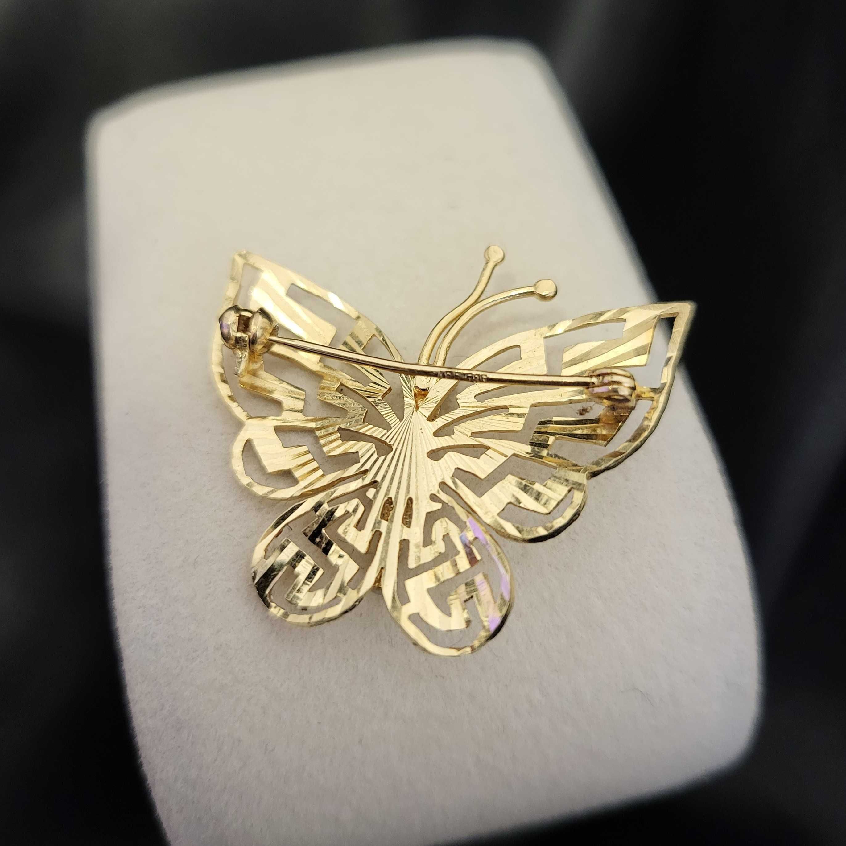 złota broszka motyl próby 585