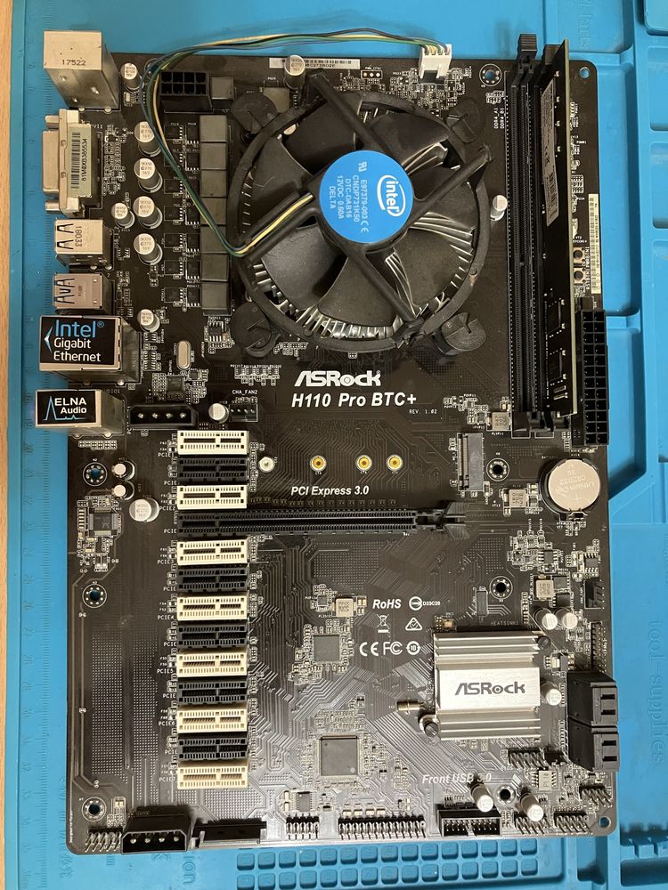 Продам комплект ASRock H110 Pro BTC+, Celeron 2ядра и ОЗУ 4ГБ DDR4