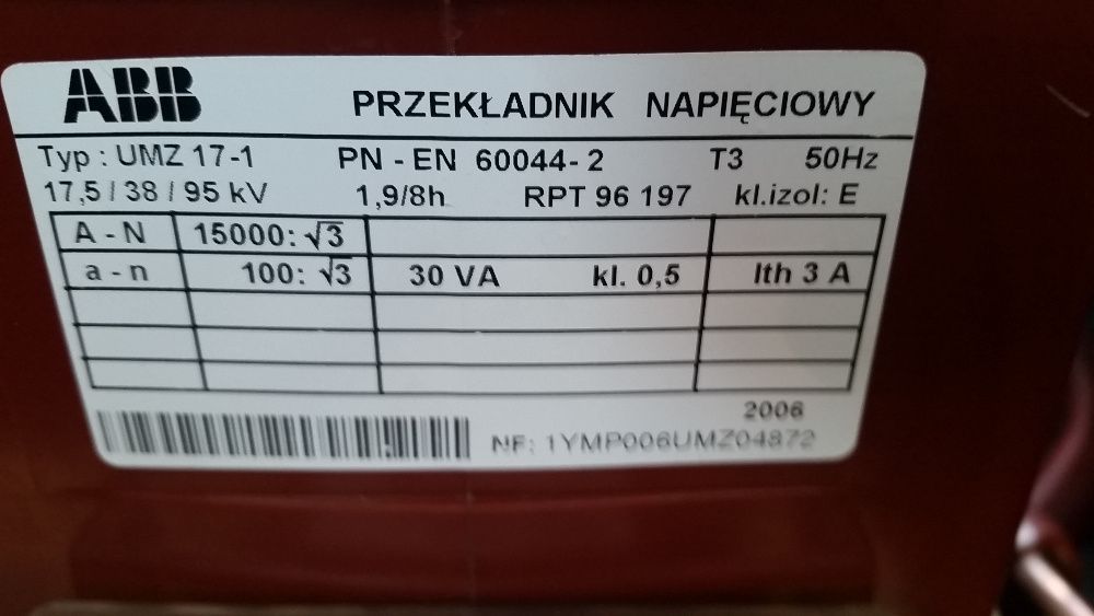 Przekładnik napięciowy UMZ 17-1 30 VA, kl. 0.5, ABB