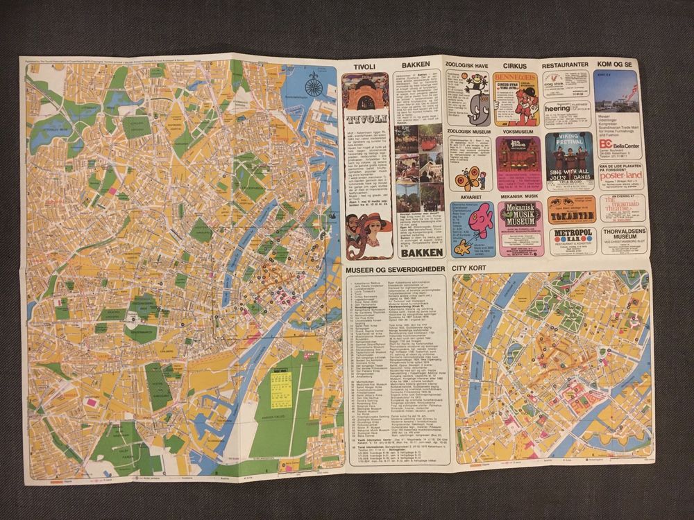 Mapa vintage z 1978 Kopenhaga Dania