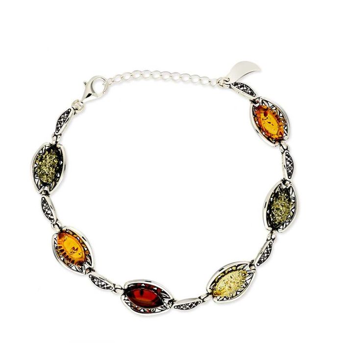 Srebrna bransoletka z bursztynem pr.925