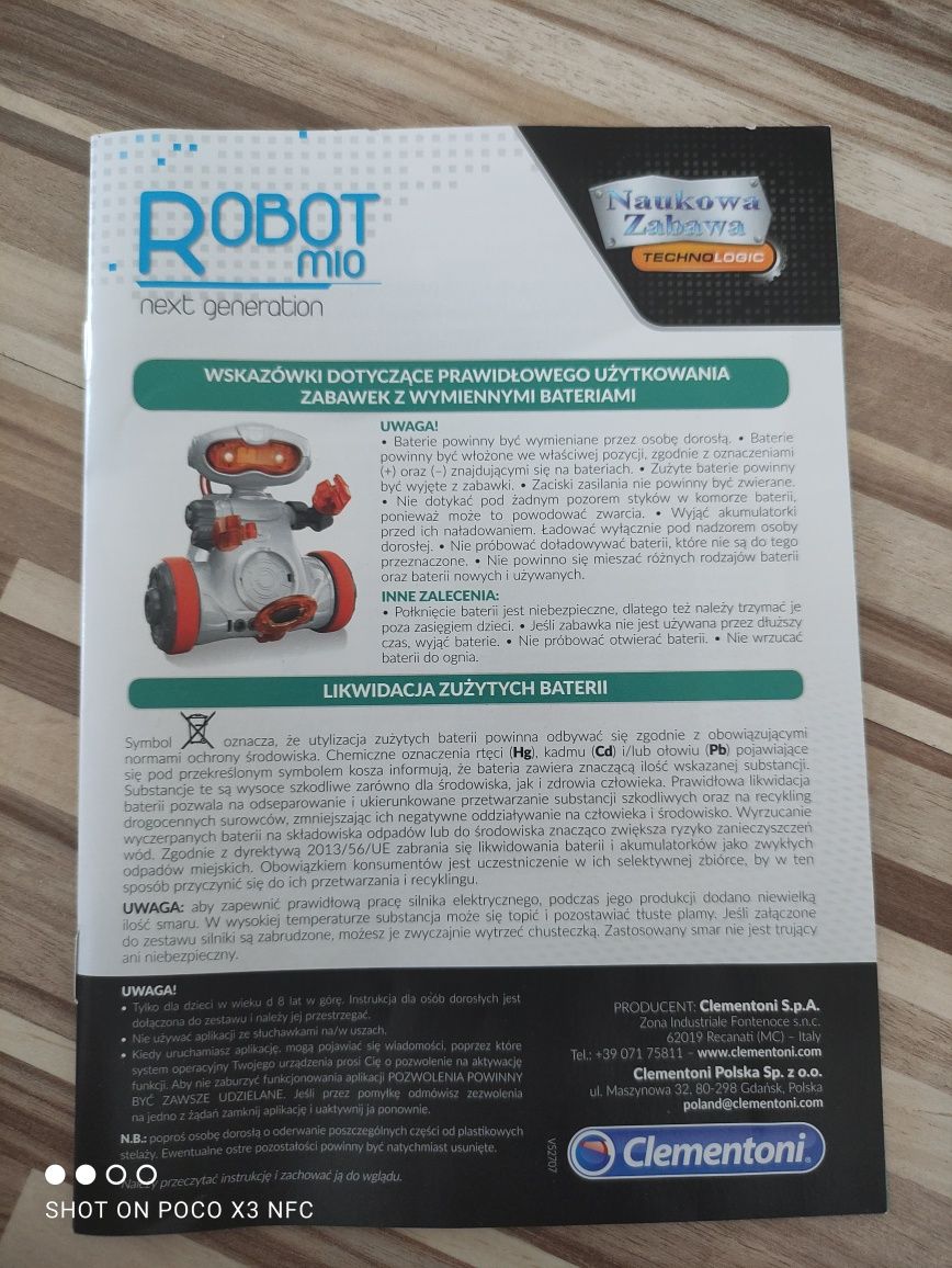 Robot Mio Next Generation. Komplet pudełko, instrukcja